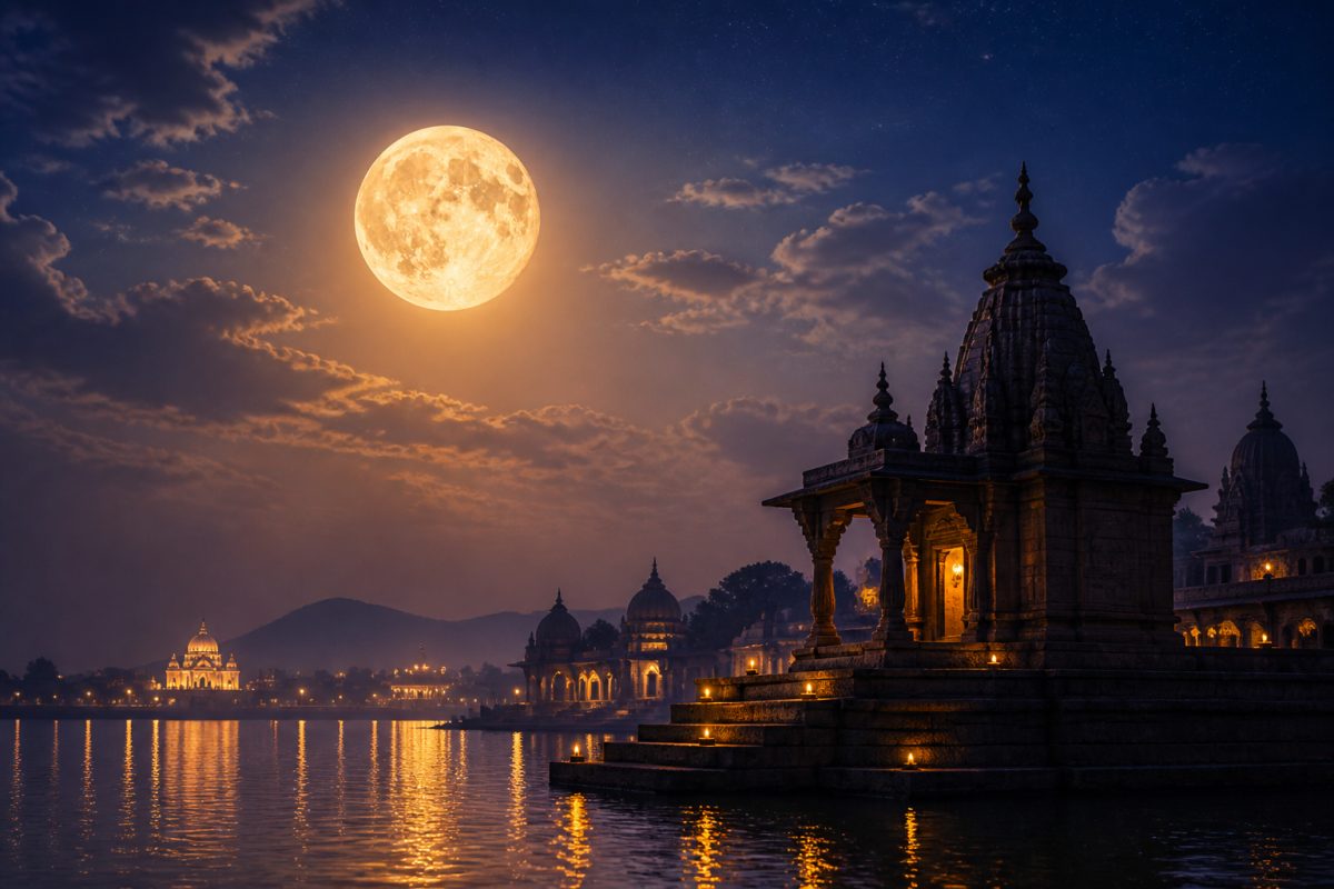 Atmospheric illustration for Purnima in the Hindu lunar calendar